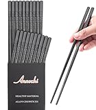 Annvchi EssStäbchen 10 Paar - Japanische Chopsticks Schwarz Stäbchen für Asiatisches Geschirr Stäbchen Spülmaschinenfest, Wiederverwendbar…