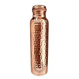 Fashnkart Premium-Wasserflasche aus reinem Kupfer, gehämmert, Ayurvedische gesundheitliche Vorteile, handgefertigtes Kupfer-Wassergefäß, auslaufsicheres Design, rostfrei, umweltfreundlich