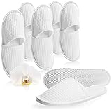 com-four® Frottee Slipper Größe 38/39, 6 Paar Waffel-Muster - Hotelslipper weiß geschlossen - Gästepantoffeln - Gästehausschuhe - Badeslipper - Frottierslipper - Hausschuhe - Farbe: weiß - Unisex