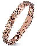 Jecanori Kupfer-Armband für Damen, verstellbare magnetische Armbänder für Frauen, Glücksklee-Accessoire, verstellbare Länge, mit Entfernungswerkzeug und Schmuck-Geschenk-Box, Vintage-Stil