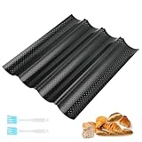 CRESZZLE Baguette Backform mit Antihaftbeschichtung, Baguetteblech für 4 Baguettes, Brötchen Backform aus Karbonstahl, Baguette Backblech 38x32.5cm, Baguette Blech für knusprige Ergebnisse