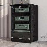 DIHRVTHC HiFi Regal, Audio Rack, Stereo-Komponenten-Rack/Schrank, Hochwertiger Audio-Video-Medienständer, Mit Verstellbarem Regal, Für Stereokomponenten Für Heimkino, Verstärker-Rack(Nero)