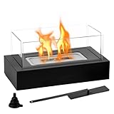 Tischkamin, Comius Sharp Rechteckige Tischplatte Feuerstelle mit 4-seitigem Glas, Mini Portable Kamin für Patio Hinterhof Valentinstag Housewarming Geschenke, realistische Verbrennung