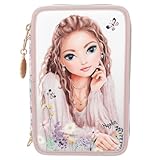 Depesche 13302 TOPModel Summer Feeling - Gefüllte 3-Fach Federtasche in Rosa, mit TOPModel Motiv und Blumen, Federmappe mit Buntstiften, Lineal, Schere UVM.