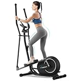 MERACH Elliptical Trainer für Zuhause, Ultraleise Crosstrainer mit 16-stufiger Magnetwiderstand, Kardio Ellipsentrainer mit Pulssensor, LCD-Monitor, Tablet-Ständer, Leicht zu bewegen, bis zu 120KG