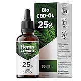 Bio CBD Öl 25% Vollspektrum - Bio Hanf CBD Tropfen mit 7.500 mg Cannabidiol - Hemp-Complete Cannabisöl - 30 ml