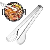 Edelstahlzange – Küchenzange Kochen, Grillzange mit Zähnen, Servierutensilien, Grillen, hitzebeständige Lebensmittelzange, multifunktionale Kochutensilien für Grill, Salat, Brot, Fleisch und Gebäck