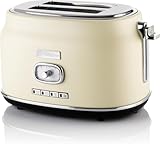 Westinghouse Retro-Toaster, 2 Scheiben, extra breite Schlitze, Warmhaltegestell, 815 W, beige