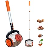 HYCHIKA Nusssammler Walnuss Sammler Mit Seitenöffnung und Verstellbarem Griff, Anwenden auf Hickory Nüsse, Eicheln, Kastanien, Golf Ball, Objekte 2cm-4cm, Nuss Rollsammler Teleskopstange 67cm-143cm