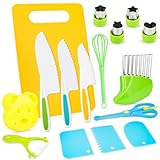 Kindermesser Set, Kinder Küchenmesser, Sicherheit Kndermesser ab 2 Jahre, Montessori Messer, Kinder Messer Kochset zum Schneiden und Kochen von Obst oder Gemüse (16-Teiliges)