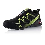 Fusskleidung® Damen Herren Wanderschuhe atmungsaktive Trail Running Trekkingschuhe Schwarz Schwarz Grün EU 45