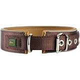 HUNTER Hundehalsband NEOPREN Reflect, Farbe: braun/Caramel, weiche Polsterung, reflektierend, besonders breit für optimalen, ideal für Spaziergänge in der Dämmerung, Größe: 55