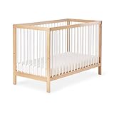 Ehrenkind® Babybett PUR 140x70 Buchenholz | Natur-Weiß Kinderbett 9-Fach höhenverstellbar mit entnehmbaren Stangen | Baby Bett