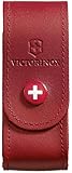 Victorinox Gürteletui Leder, Zubehör für Taschenmesser, Etui, Swiss Army Knife, Druckknopf, Rot