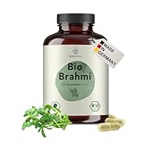 BIO Brahmi Kapseln hochdosiert, 1200 mg Tagesdosis, rückstandskontrolliert, deutsche Herstellung, vegan, laktose- & glutenfrei, ohne Zusätze, Bacopa monnieri, 270 Kapseln x 600 mg, BIONUTRA®