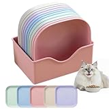 Katzennäpfe, 10 Stück, Schnurrhaar-freundlicher Katzenschüssel, flache Futternäpfe für Haustiere, flache Katzennäpfe aus Weizenstroh, Kätzchennäpfe für drinnen und draußen, Rosa