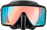 CRESSI SF1 Mask Black 380 UV Blue/Orange/Lenses - Erwachsene Rahmenlose Tauch und Schnorchelmaske im Quadrat Design, Schwarz_380 UV Blau/Orange Linse, Einheitsgröße