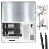 Wonwood_direct 23-Teiliges Zeichenstifte Set - Bleistift Zeichnen Sketch Set mit Graphitstifte, Kohlestifte, Extender für Künstler, Kinder, Erwachsene, Zeichnungen