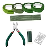 EPIGEIST Blumen arrangement Grünem Blumendraht Floristenband Drahtschneider und Stecknadeln Vielseitiges Floristik werkzeug für DIY bouquets Hochzeiten und Dekoration