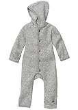 Disana WALK-OVERALL, 100% Bio-Merinowolle GOTS, IVN Best | mit Umklappbündchen | Newborn Baby Kleinkind Kind Unisex | Made in Germany | Grau Gr. 86-92