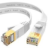 Folishine Cat7 Ethernet Kabel 5m, Hochgeschwindigkeits- Gigabit RJ45 LAN Netzwerkkabel, 10Gbps 600Mhz Internet Patchkabel für Switch Router Modem Patch Panel PC (weiß)