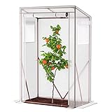 UDPATIO Tomaten Gewächshaus, klein Foliengewächshaus Tomatengewächshaus Tomatenhaus mit aufrollbare Tür und 4X Erdhaken,Stabiles Anzuchthaus Gemüse Gewächshaus Treibhaus für Boden,Garten,150x100x50cm