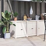 LAPOOH Outdoor-Küchenschrank Weiß 106x55x64 cm Massivholz Kiefer, Outdoor Küche, Grilltisch, Pflanztisch, Outdoor Schrank, Outdoorküche, Sideboard Küche - 832338