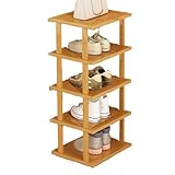 Schmaler Schuhständer, vertikal, mit 5 Ebenen, freie Schuhgeländer, Schuhständer für Flur, Schuhaufbewahrung für die Ecke des Schranks