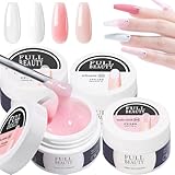 Nageldesign Aufbaugel Set – 4 Farben UV Builder Gel 15ml für Gelnägel, Nagelverlängerung & Modellage – Versiegelungsgel für Nail Art, Gel Nagellack für Zuhause