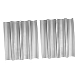 LABRIMP 2 Stück Teiliges Antihaft Baguette Backblech aus Lebensmittelechtem für Wellenbrote Perforierte Backform für Französisches für Ofen und Toaster