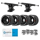 Fireball Paris V2 50° Longboard Skateboard Trucks Bundle – Set mit 2 Longboard-Achsen mit Zunder, 60 mm Longboard-Rädern & Kugellagern für Cruisen & Carving (Schwarz, 180 mm / 65 mm)