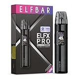 ELFBAR ELFX PRO KIT I kein Liquid kein Nikotin enthalten I 1200 mAh Pod System Kit inkl. 2 Refillable Pods 0,6 & 0,8 Ohm I USB-C Schnellladung MTL/RDL (Black)