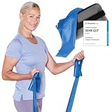 TheraBand 2,50m inkl. Türanker + Tasche blau | Widerstand 2,6kg | Terrabänder | Gymnastikband | Fitnessband | Stretchband | Heimtraining, Krafttraining, Rückenübungen, Therapie, Reha | 100% Naturlatex