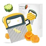 Wellenschneider mit Schutzhülle, Riffelmesser für Pommes, Obst & Gemüse, Wellenmesser aus Edelstahl, Solides Wellenschnittmesser für Erwachsene & Kinder, Spülmaschinenfest