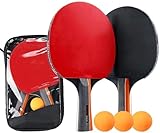 Symagalbst Professionel Tischtennis Set 2 Tischtennisschläger mit 3 Tischtennisbälle und 1 Tasche, Table Tennis Set Ideal für Anfänger, Profis