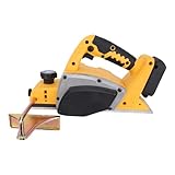 YWBL-WH Kabelloser Elektrischer Handhobel, Bürstenloser Motor 15.000 U/min, Doppelte Sicherheitsverriegelung, Einstellbare Schnitttiefe, V-Nut-Design, Kompatibel mit, für