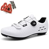 SDEQA Fahrradschuhe MTB Herren Rennradschuhe Kompatibe Look SPD SPD-SL Delta Lock Pedal Mountainbike Sneaker Radsportschuhe,Weiß,37 EU