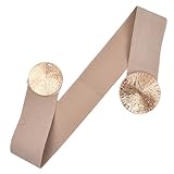 Dokeno Elastische Gürtel Damen 6 cm Breit Taillengürtel Mode Schnalle Gürtel mit Metallschnalle Stretchgürtel Damen Stretchy Gürtel Mode Damengürtel für Frauen Kleider Jeans Hosen (Aprikosenfarbe)