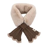 Damenschals - Dicker Plüsch-Halswärmer, Winterschal | 80 cm bequemer Halsschal für Damen, Winter-Schal, superweicher Winterschal mit Fischschwanz-Design, beige, Fare riferimento alla descrizione