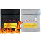 Feuerfest Wasserdicht Safe Bag, 2 Stück Feuerfest Lipo Safe Bag, Akku Tasche Feuerfes für Explosionsgeschützte Batterie, Bargeld, Pass, Schmuck und Andere Wertsachen（18 * 22 cm）