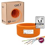 HB-DIGITAL 25m CAT.7 Netzwerkkabel LAN Kabel Verlegekabel AWG 23 Reines Kupfer S/FTP PiMF LSZH Halogenfrei RoHS-Compliant Ethernet Installationskabel Datenkabel PoE 10Gbit/s GHMT Zertifiziert Orange