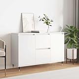Tonture Sideboard Weiß 101,5x35x70 cm, Holzwerkstoff, Kommode mit Stauraum, Konsole für Wohnzimmer, Flur, Küche, Stabiler Beistellschrank