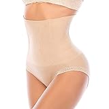 SURE YOU LIKE Shapewear Damen Miederslip Hohe Taille Bauchweg Unterhose Figurenformender Body Shapewear Miederhose Unterwäsche, Beige, M/L