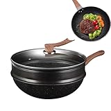 Bratpfannen, antihaftbeschichtet, 32,5 cm, antihaftbeschichtet, mit Dampfgarer, Küchenutensilien für Omelett, Backen, Restaurant, Pfannkuchen, Anbraten, Kochen, Schmoren, Fischkochen, Saute