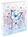 goldbuch 37 133 Ringbuch Schmetterlingsgarten, Ordner, Maße 26 x 32 x 4 cm, Einband Kunstrdruck, Hefter mit 2-Ringmechanik aus Metall, Ringordner DIN A4, Schmetterlings-Motiv, Ringmappe Blau Weiß