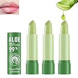 Mrettick 3 pcs Aloe Vera Farbwechsel-Lippenstift, lang anhaltende Lippenpflege nahrhafter Plumper Lippenbalsam Feuchtigkeitscreme Magic PH Temperatur Farbwechsel Lipgloss Make-up Set für Frauen