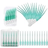 Viojrlly Interdentalbürsten 60 Stück Gebogene Form+12 Zahnseide Sticks Tragbare, Zahnsticks, Zahnzwischenraumbürsten, Zahnreinigung Zwischenräume,für Reinigung schwer zugänglicher Zahnzwischenräume