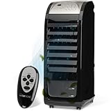 Clatronic 3in1 Luftkühler, Luftentfeuchter und Luftreiniger | 3 Stufen | 8 Std. Timer | inkl. Fernbedienung | 4,5 Liter Wassertank | 90° oszillierend | 4 Rollen | 70 Watt | LK 3742 schwarz