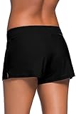 Tmaza Badeshorts Damen Badehose Frauen Schwimmshorts UV Schutz Schwimmhose Schnelltrocknende Kurze Boardshorts mit Innenslip für Strand Surf Beach, Schwarz 42-44=Etikettgr.L