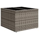 QJBSAVVA Biergartentisch Esstisch Klein Biertischgarnitur Outdoor Tisch - Gartentisch mit Glasplatte Grau 55x55x37 cm Poly Rattan für Picknick Gelände Alfresco Café Garten Innenhof